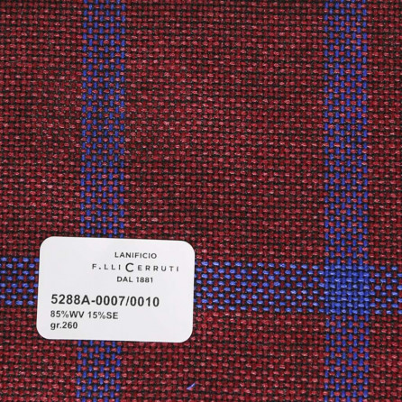 5288a-0007/0010 Cerruti Lanificio - Vải Suit 100% Wool - Nâu Caro Xanh Dương